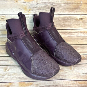 Puma Womens Maroon Fierce KRM Slip On High Top Sneakers 8